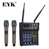 EYK Stereo Audio Mixer Build-in UHF Wireless Mics 4 Channels Mixing Console with Bluetooth USB Effect for DJ Karaoke PC Guitar ► Photo 1/6