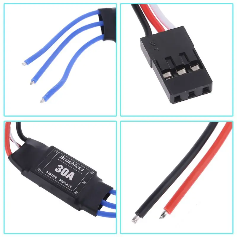 Бесщеточный контроллер скорости 30A 2 4S Lipo Battrey RC бесщеточный ESC для вертолета без