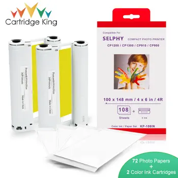 

Color InK Paper Set CP1300 for Canon Selphy Printer CP1200 C1000 CP910 CP900 KP 108IN KP-36IN 2PK InK 72 Sheets Photo Paper