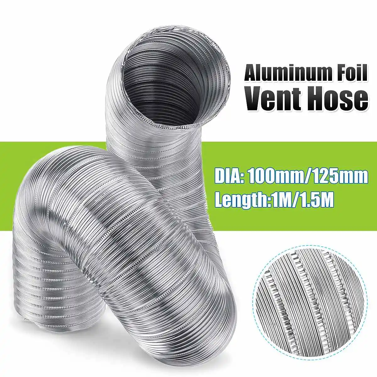 Ducting Heating & Cooling 125mm / 1.5m White Aluminium Flexible Hose