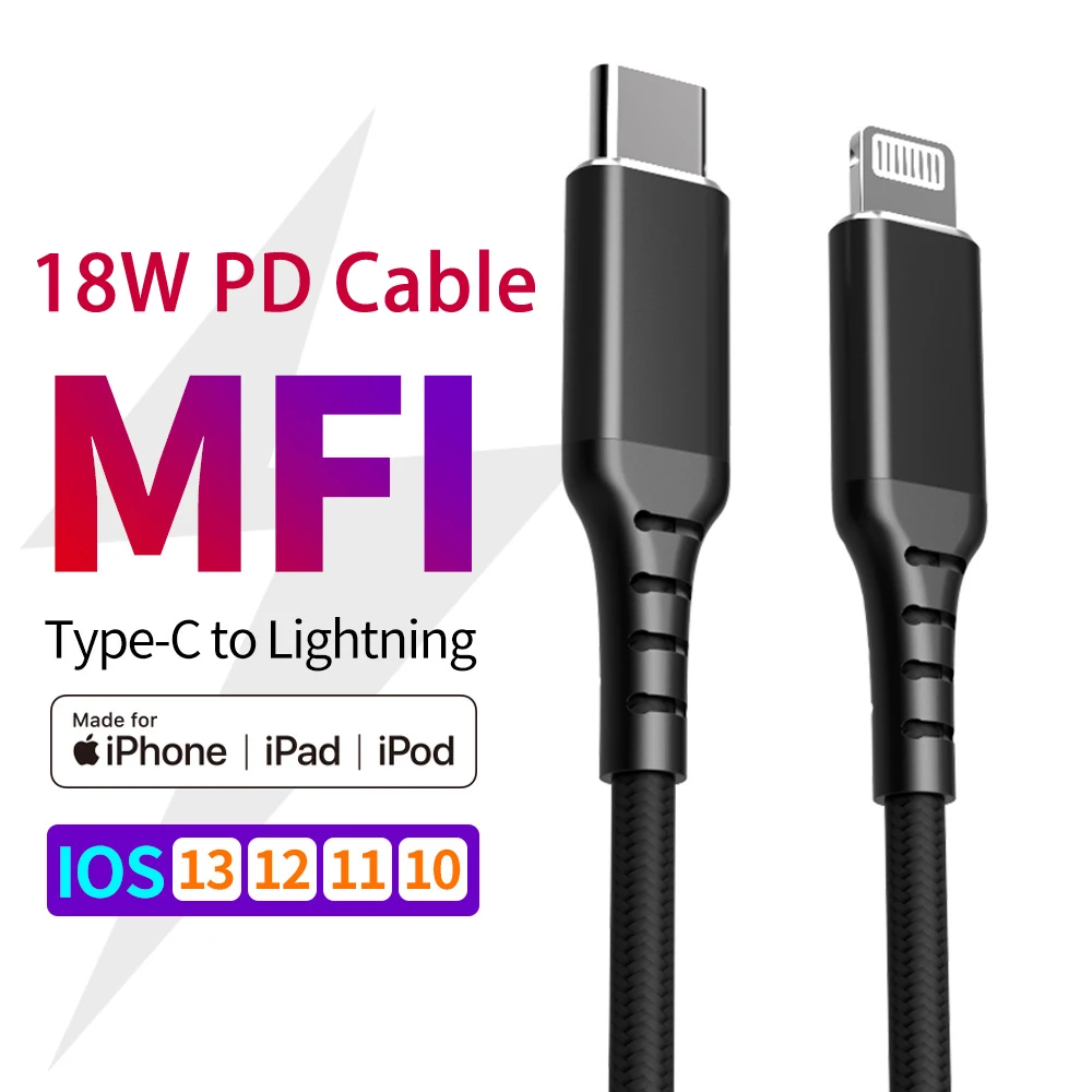 MFi Сертифицированный USB Type C к Lightning C2L PD 18 Вт 20 зарядный кабель для iPhone SE2 11 12 Pro X XS 8