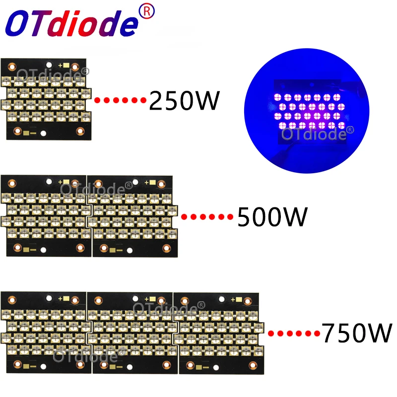 

1pcs 250W 500W 1000W 2000W UV 395nm 405nm High Power Purple COB LED Copper PCB for uv light,Flatbed Printer,uv glue curing light