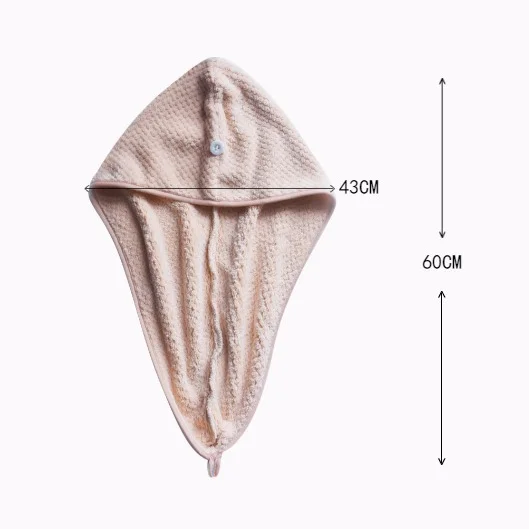 1PC Cotton Women Bathroom Super Absorbent Quick-drying Thicker microfiber Bath Towel Hair Dry Cap Button Bath Turban