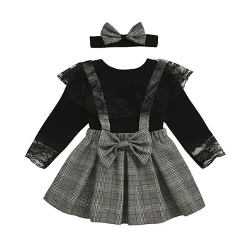 

Baby Girls Clothes Suit 2020 Spring Autumn Toddler Girl Clothes Lace Black Tops + Skirt 2pcs Fashion Girls Infantil Newborn set