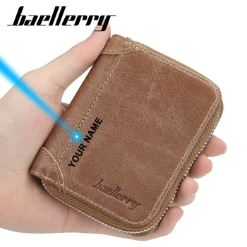 

Baellerry 2020 Vintage Top Quality Men Wallets Designer Leather Card Holder Small Zipper Wallets and Purses for Passport