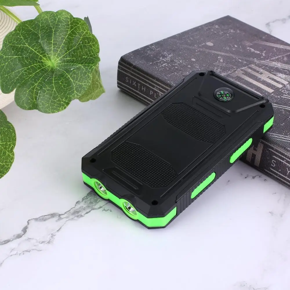 Самодельный чехол на солнечной батарее, 2 usb порта, Внешнее зарядное устройство, чехол на внешнюю батарею, для экстренной ситуации, для кемпинга, путешествий, с компасом, Прямая поставка - Color: green