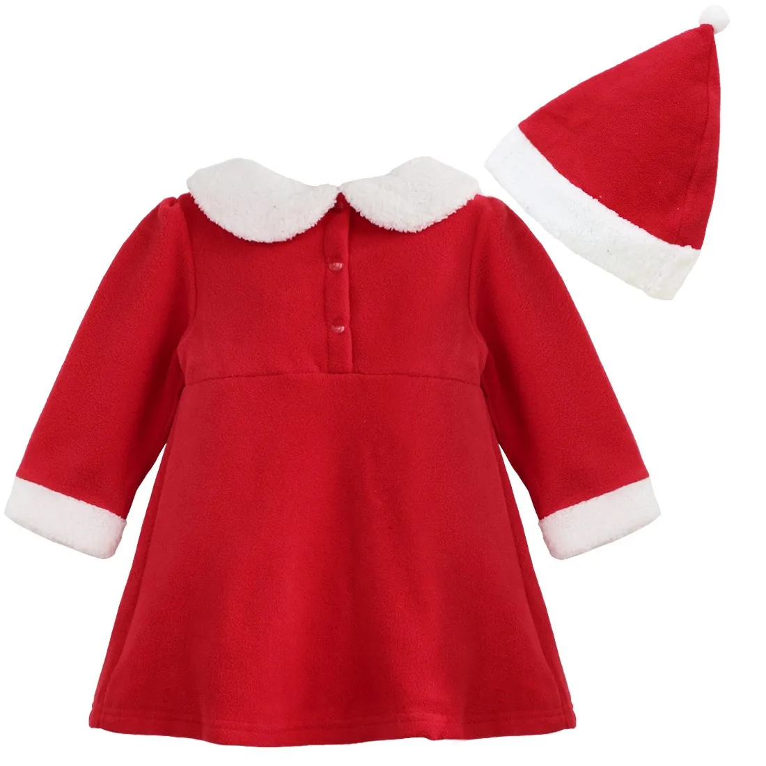 Рождественский костюм Санта-Клауса для маленьких девочек; одежда для костюмированной вечеринки; красное платье с длинными рукавами для маленьких девочек; милое зимнее платье для малышей