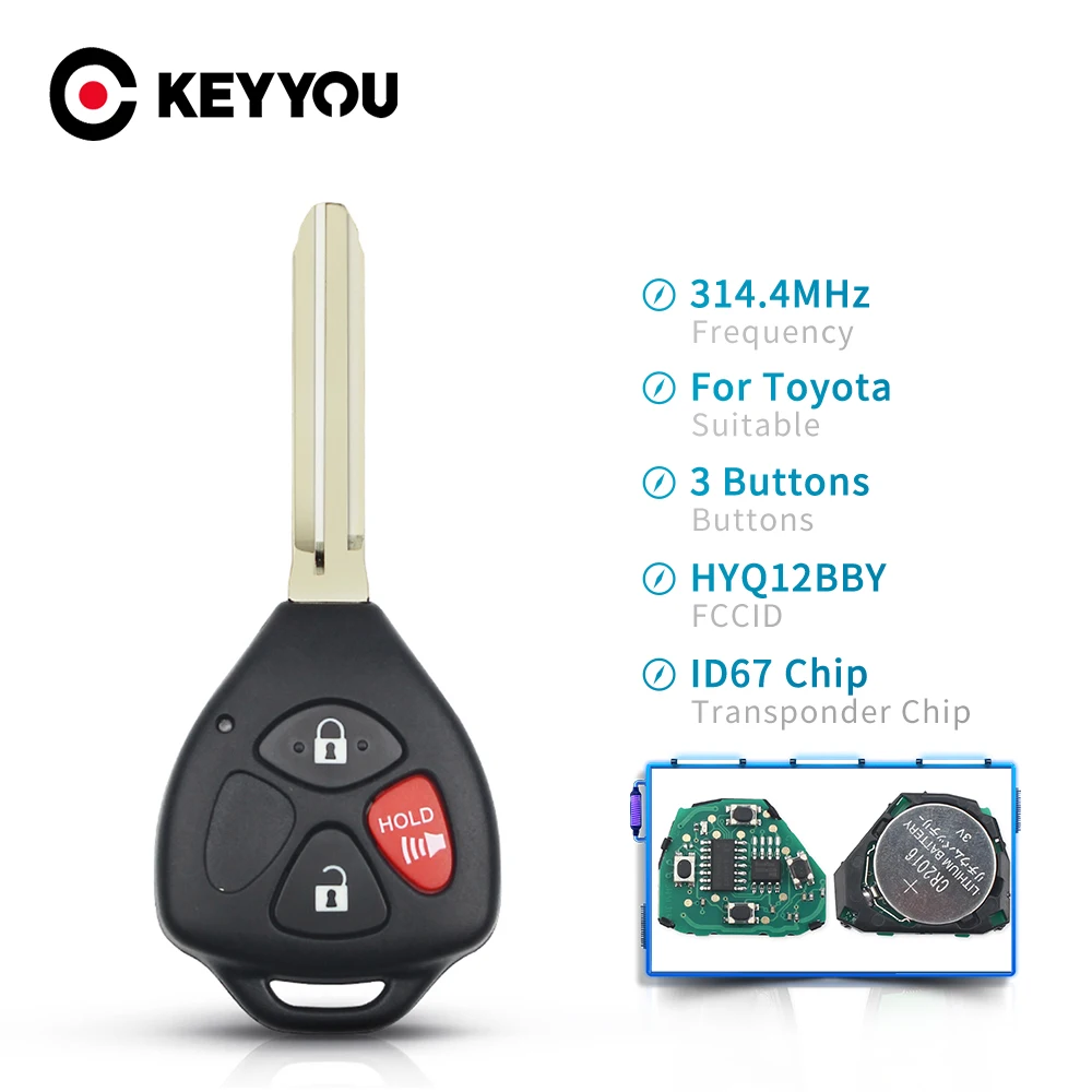 KEYYOU ID67 чип 4 кнопки 314 МГц для Toyota ключ Camry Avalon Corolla Matrix RAV4 Venza Yaris дистанционный