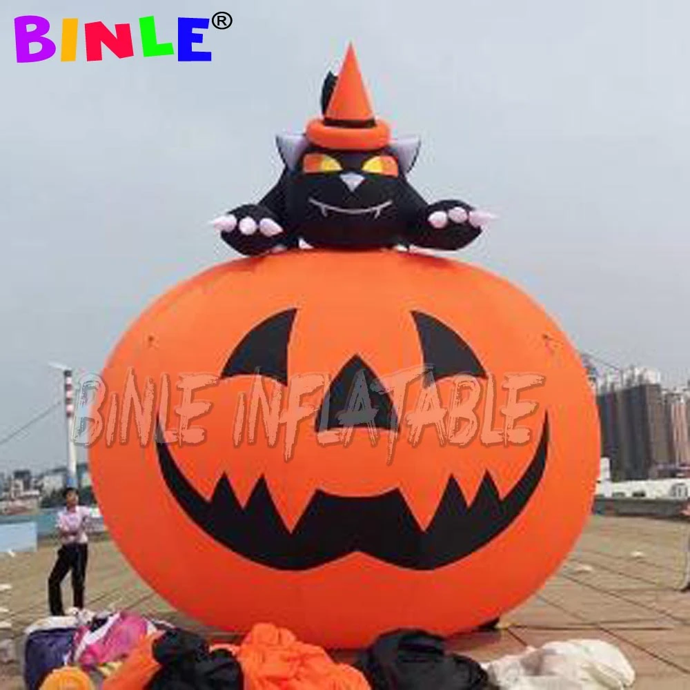 New 4' Halloween Inflatable Airblown Black Cat & a Jack O Lantern