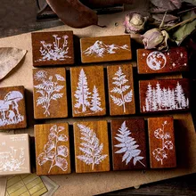 Винтажные изделия ручной работы Стандартный штамп деревянные и резиновые штампы лесные растения Украшение с Луной штамп для скрапбукинга Канцтовары