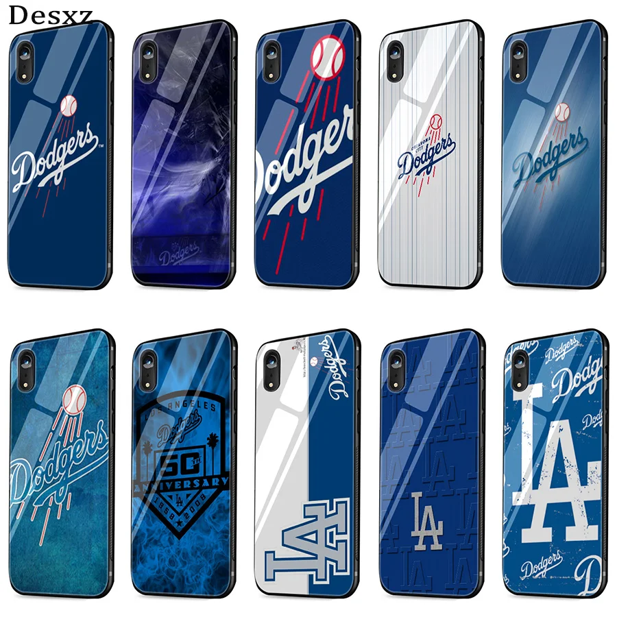 Стеклянный чехол для телефона TPU для iPhone 6 6s 7 8 Plus X XR XS Max 5 5S SE чехол Dodgers логотип