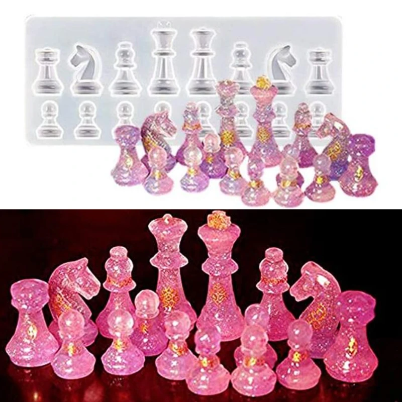 

Chess Kit Silicone Mold International Chess Pieces Checkers Checkerboard UV Crystal Epoxy Resin Mould for DIY Crafts Casting