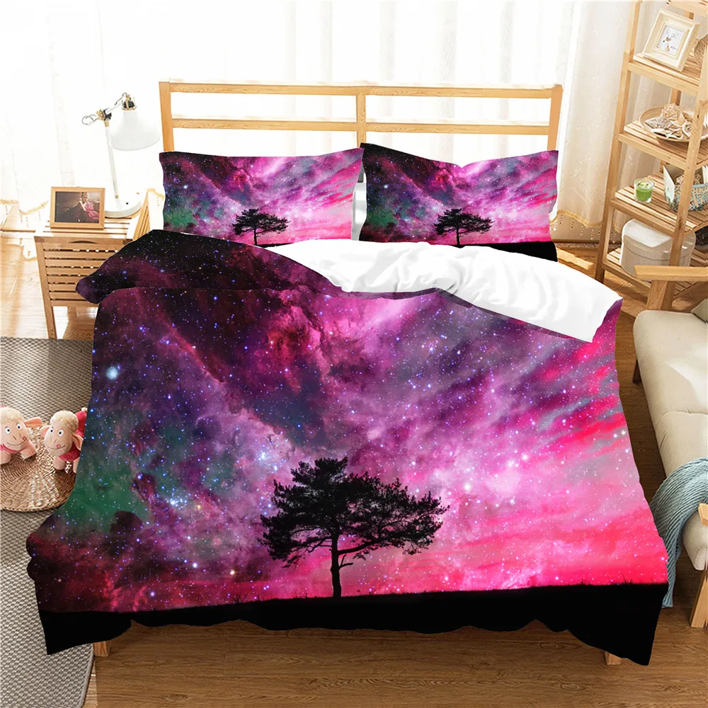 

Bed Duvet Cover Home Textiles Bedroom Clothes Aurora Scene Pattern King Queen Double Size with Pillowcase Bed Linens Coverlet