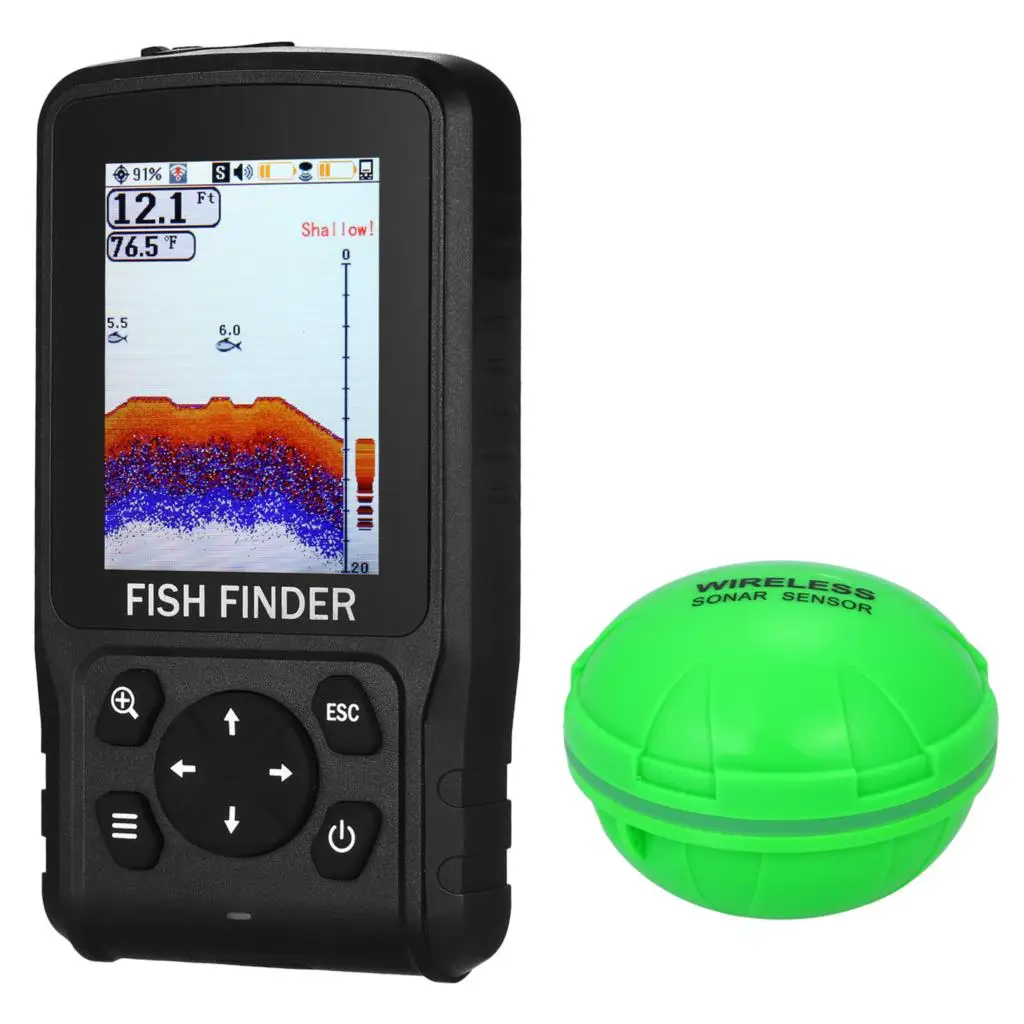 

New Sounder Sonar Wireless WIFI Fish Finder 2.8Inch LCD FishFinder 118FT Depth Range Fishing Finder Boat Ice Fishing Equipment