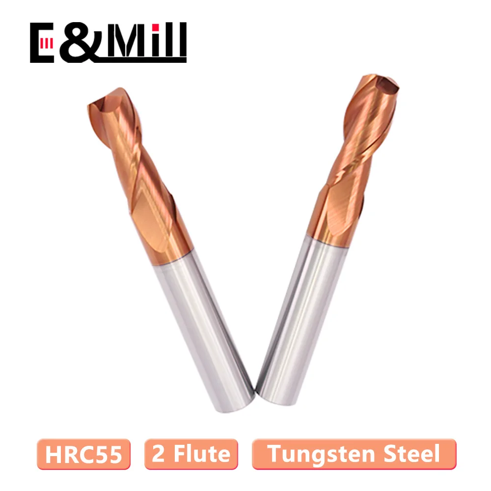 Keyway milling cutter 2 Flute flatbottomed HRC55 keyway knife stainless steel 2 spiral 2edged