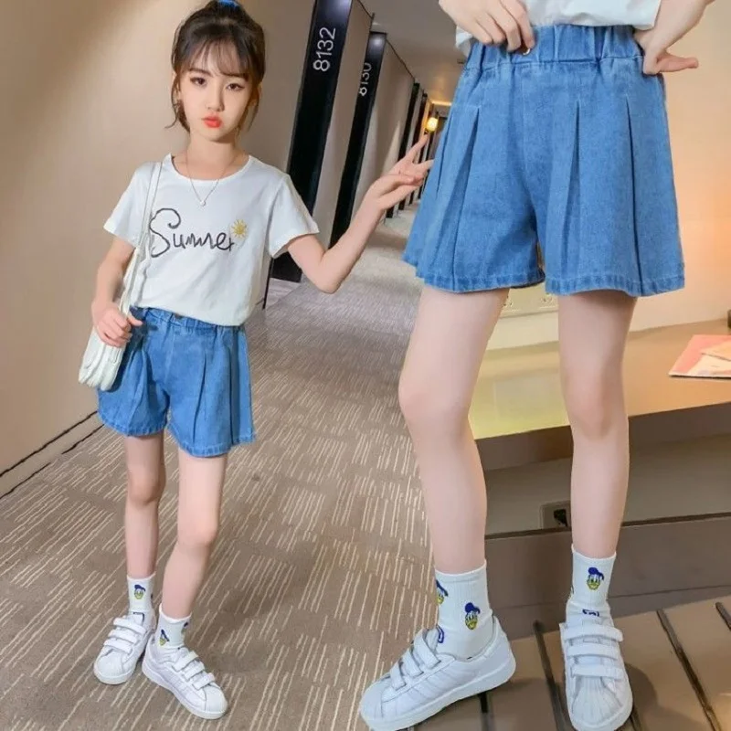 

Girls' Shorts 2022 New Style Big Children's Summer Thin Pants Baby Denim Summer Short Skirts All-Match