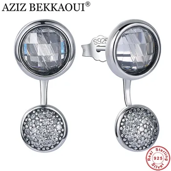 

AZIZ BEKKAOUI 925 Sterling Silver Elegance Earrings Clear CZ Crystals Silver Women Detachable Earrings Wedding Jewelry