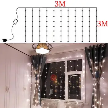 

3M x 3M 300-LED White Light Romantic Christmas Wedding Outdoor Decoration Curtain String Light 110V