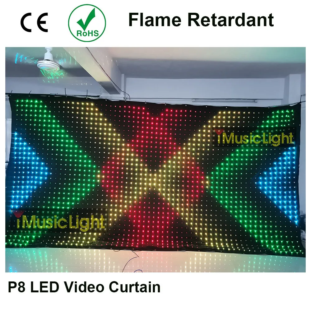 P8 3 м* 4 м Led видео занавес «Cortina de» Видео led для сцены вечерние день рождения, свадьба группа Pub Рождественское украшение