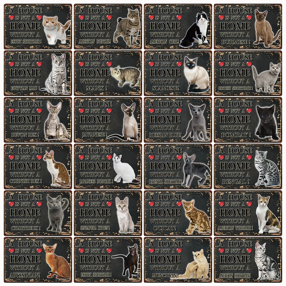

[ Kelly66 ] Pets Cat Ocicat Siamese Bengal Bombay Rex Metal Sign Tin Poster Home Decor Bar Wall Art Painting 20*30 CM Size Dy97