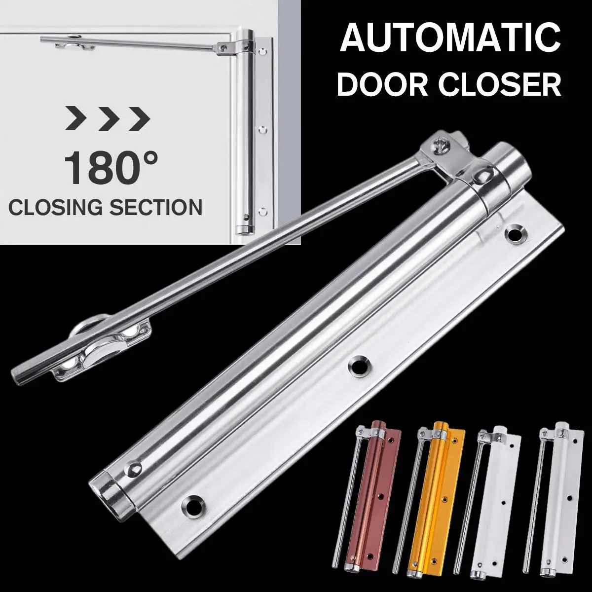 

Automatic Door Self Closing Hinge Door Closer Single Spring Adjustable Surface Mounted Automatic Closing Fires Rated Door alloy