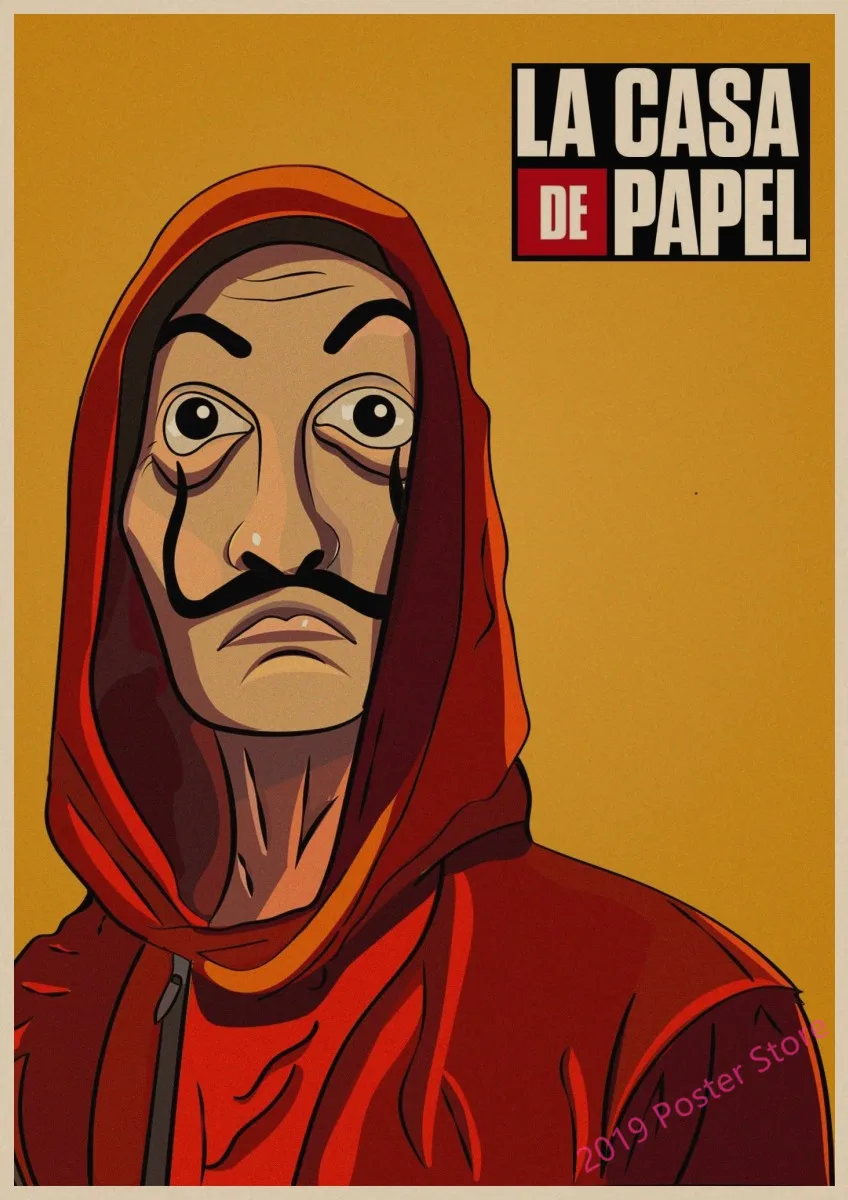 La Casa De Papel постеры для крафт-бумаги в классическом ретро стиле, художественная Настенная Наклейка в римском стиле для украшения дома