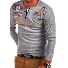 ZOGAA рубашки поло, Мужская модная рубашка поло с длинным рукавом, мужская повседневная приталенная рубашка с буквенным принтом и круглым вырезом, мужские рубашки поло, топ 4XL