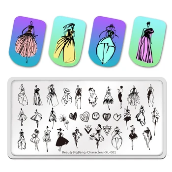 

BEAUTYBIGBANG 1Pcs Nail Stamping Plates Stainless Steel Characters Lines Stamp Templates Geometric Printing Stencil Nail Tool