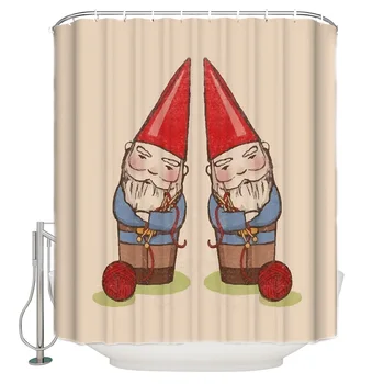 

Pair Of Dwarfs Red Hat Wool Bathroom Shower Curtain Home Decoration Bathroom Accessories Shower Curtain