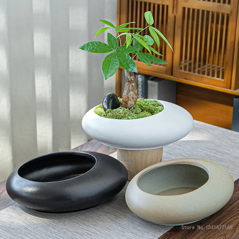 Vasi Da Fiori In Ceramica Fatti A Mano, Vasi Per Piante Di Grande Calibro, Vasi Per Micro-Paesaggi, Grandi Vasi Da Fiori Permeabili All'Aria In Uffici