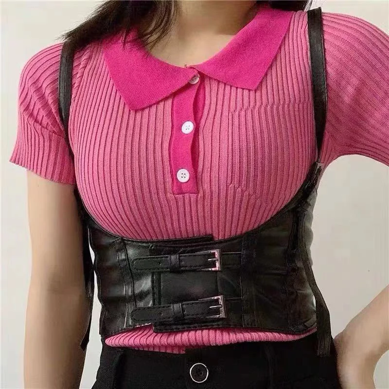 European Girl Elastic Corset Fashion Ultra-Wide Sling Style Strap Decorative Women Dreasts With Shirt  And Waist Closure Straps