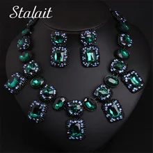 Новые Роскошные Ювелирные наборы для невесты из Дубаи, ювелирные изделия для свадебной вечеринки, модные Овальные Кристаллы, ожерелье, серьги, наборы для женщин, подарки, ювелирные изделия