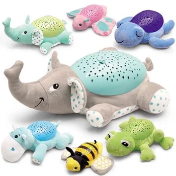 

New Creative Plush Stuffed Animals LED Night Light Luminous Plush Doll Music Star Lamp Projector Toys Comfort T For Baby Sleep
