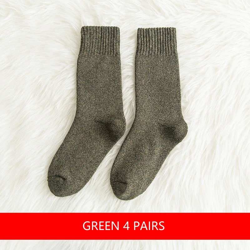 Женские носки, осенне-зимние утепленные высокие носки до бедра, хлопок, теплые махровые длинные зимние носки, женские корейские носки, 4 пары - Цвет: Green 4 Pairs