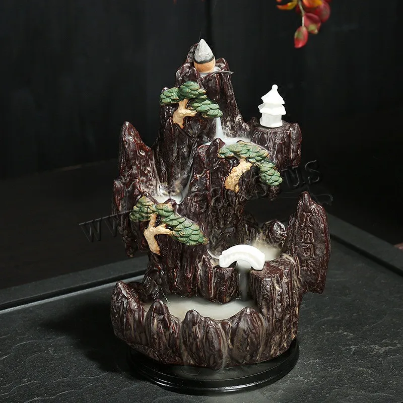 

Backflow Incense Burner Smoke Waterfall Incense Burner Holder Ceramic Aromatherapy Furnace Mountain River Handicrafts Home Decor