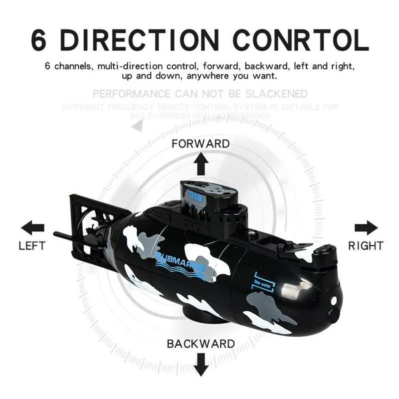 6 Channel Submarine Boat Toy Remote Control Boat Waterproof RC Diving Toy Simulation Model Gift Toy for Kids