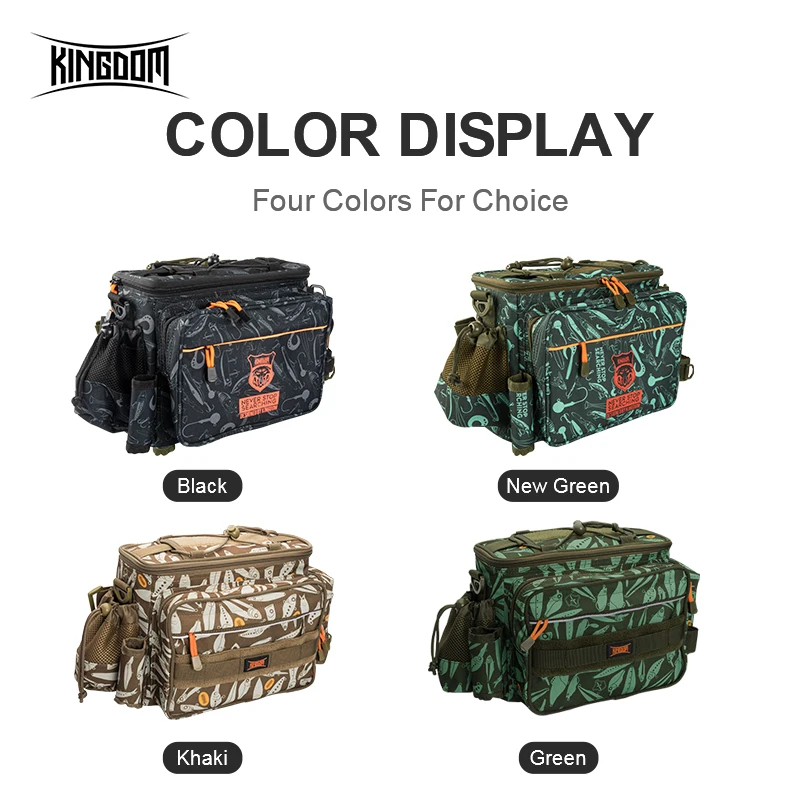 Sac pêche multifonction Kingdom 44*21*22cm nylon 1000D imperméable grande capacité sport extérieur