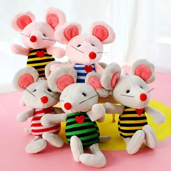 

New 2020 Rat Year Mascot Plush Toy Cute Striped Clothes Mouse Doll keychain Pendant Gift For Girls&Boys 16cm