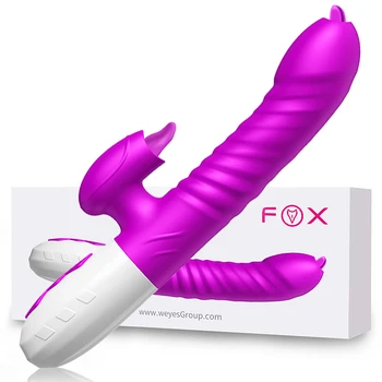 Double Tongue Vibrating Dildo With Telescopic Rotating Vibrators For Woman Anal Vaginal Clitoris Stimulator Adult Suck Sex Toys 6