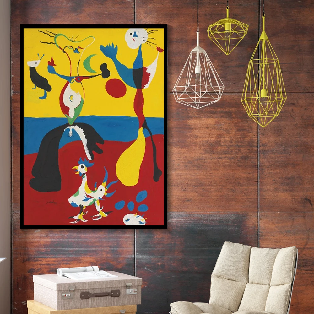 Joan Miro абстрактная акварель настенные художественные плакаты и принты Знаменитая Картина Холст Гостиная изображения для украшения дома - Цвет: AX623-9