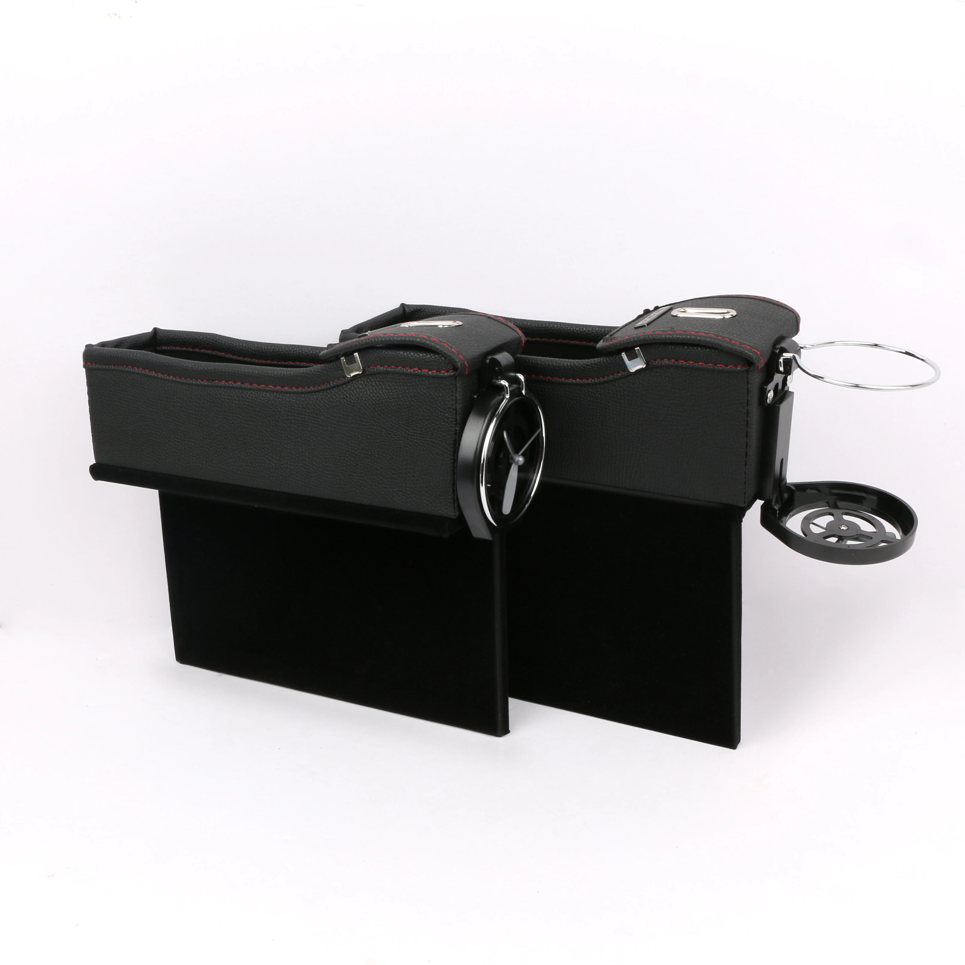 Car Seat Crevice Storage Box 2 Pcs Console Caddy Side Pockets Gap Filler Catcher Organizer Universal PU Leather Bottle Cup Holder Coin Collector Beige