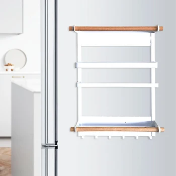 

Paper Fridge Refrigerator Side Shelf Rustproof Rack Jars Kitchen Storage Multi Use Iron Home Magnetic Organizer Towel