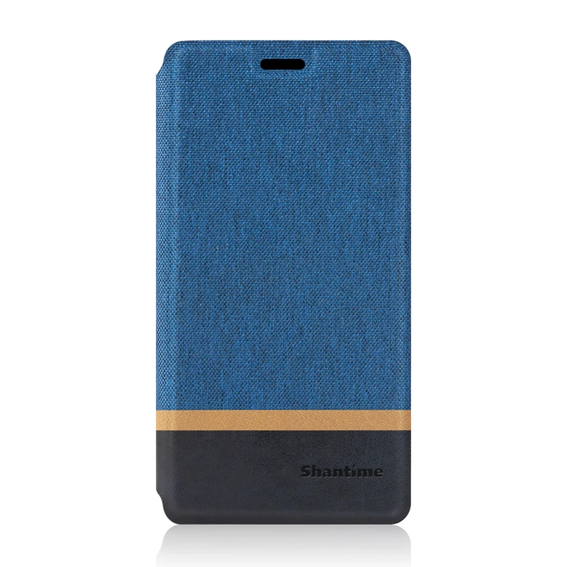 Холщовый чехол для телефона из искусственной кожи для Meizu 16 T, флип-чехол для Meizu 16 T, деловой чехол, Мягкая силиконовая задняя крышка - Цвет: Blue