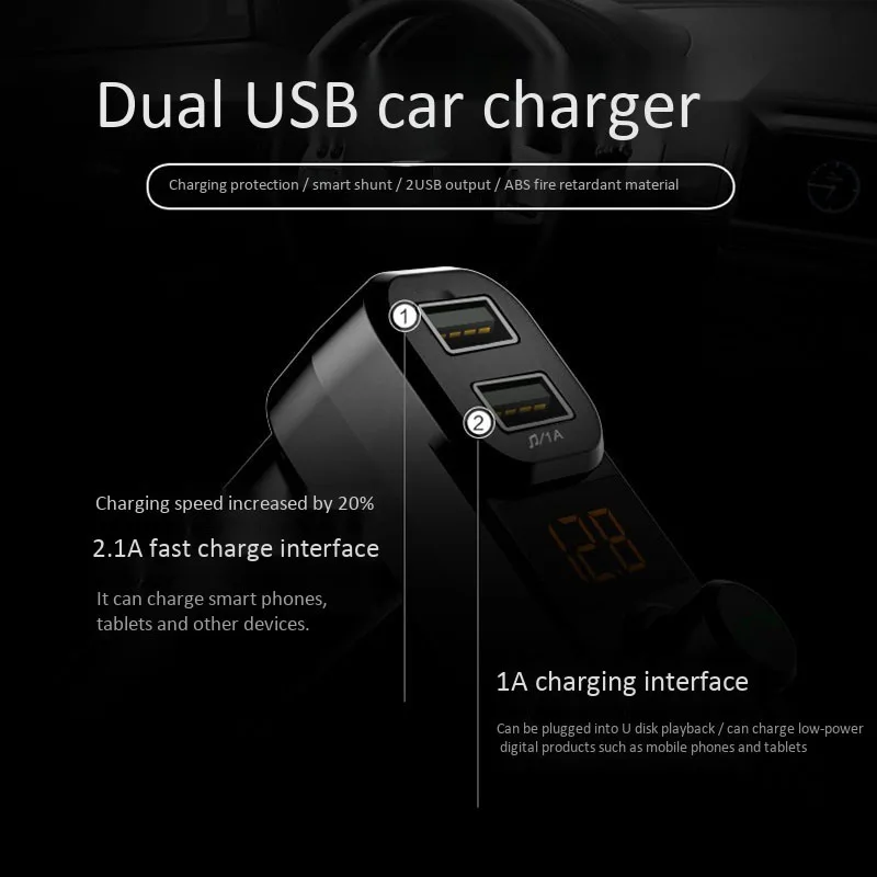 Автомобильный Bluetooth MP3 плеер беспроводной fm передатчик с двумя USB ручными