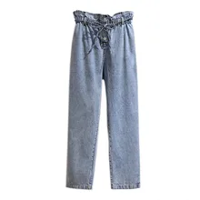 Новые джинсы оверсайз женские осенние джинсовые штаны с эластичной талией повседневные штаны-шаровары размера плюс XL-6XL свободные длинные джинсы G708