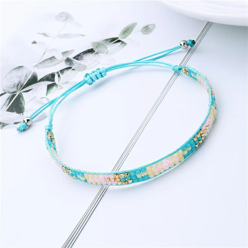 Japan MIYUKI Glas Seed Perlen Facettiert Kristall Handgemachte Armbänder Frauen Männer Gewachst String Dreieck Knoten Surf Schmuck Präsentieren – Detail 4