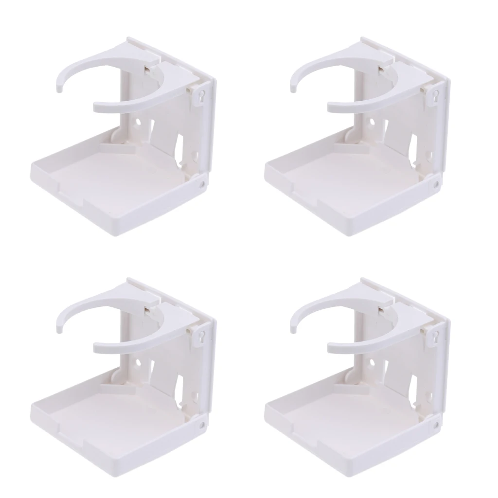 4 X Adjustable Folding White Nylon Drink Cup Holders Boat/Marine/Caravan/Car