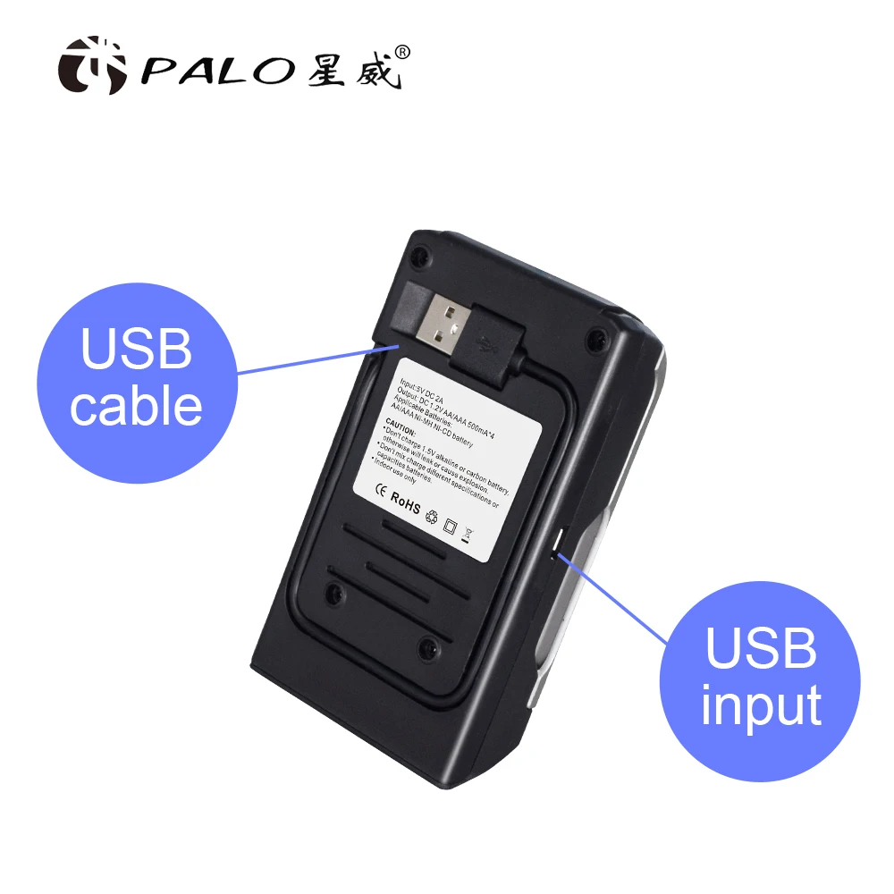 PALO 8 шт. 1,2 в Ni-MH aa AA Аккумуляторы+ 8 шт. 1,2 в aaa AAA перезаряжаемые батареи+ умный Интеллектуальный USB зарядное устройство