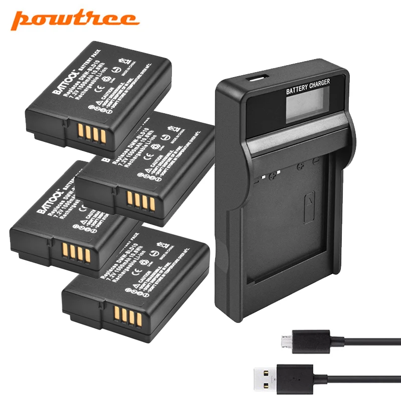 Powtree 1500mAh DMW-BLD10E DMW BLD10E Battery+ LCD Charger for Panasonic DMW-BLD10, DMW-BLD10PP Lumix DMC-G3, DMC-GF2, DMC-GX1