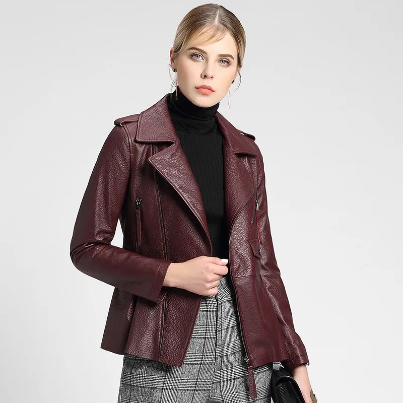 Высококачественная роскошная женская куртка, модная женская байкерская куртка из натуральной кожи, приталенная Женская куртка из овчины, большие размеры